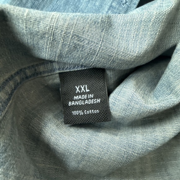 Marc Anthony Shirt XXL Black Slim Fit Chambray‎ Luxury Soft Denim Button Up NWT - Picture 8 of 9